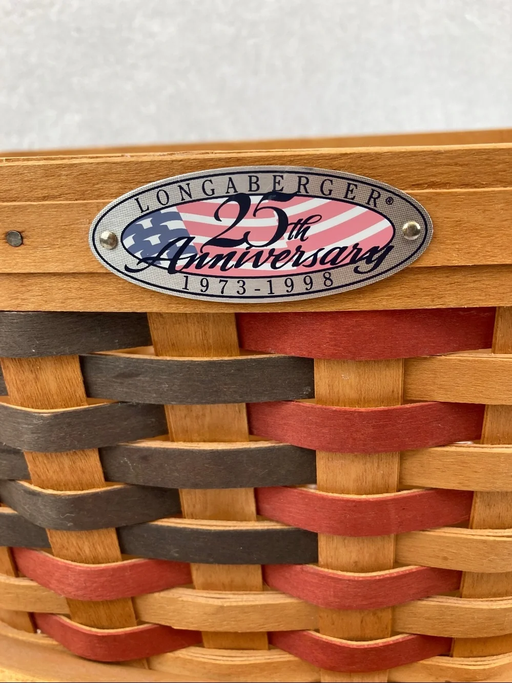 VTG Longaberger 25th Anniversary Americana Hand Woven Basket 10” x 5” x 7”